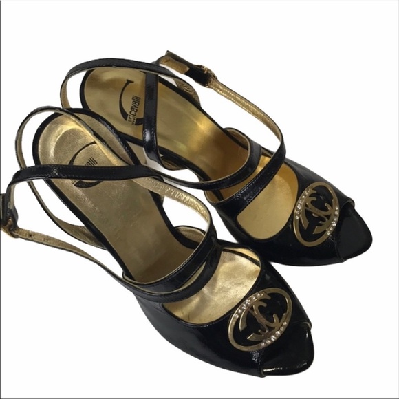 Just Cavalli Black and Gold Heels Size 6.5 - Picture 7 of 7